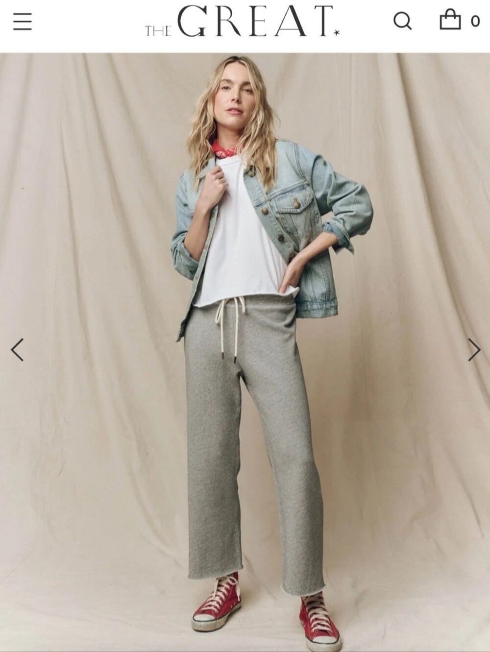 The Great. Varsity Grey Sweatpant 1 Wide Leg Crop Cozy Comfy Lounge USA Cotton S